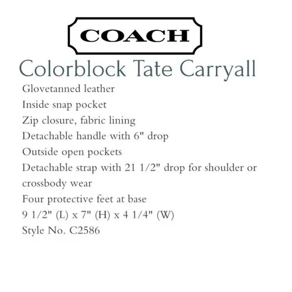 RETAIL Coach Tate Carryall In Colorblock
